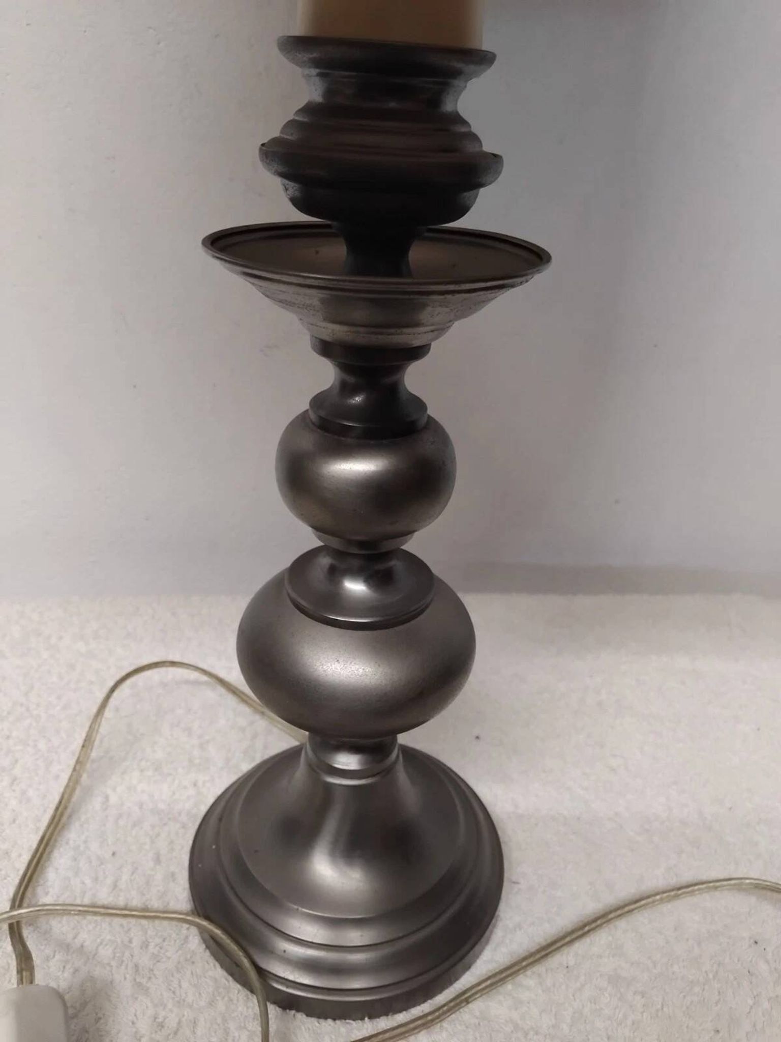 Table Lamp H: 73 cm - Vintage Pewter Lamp Base