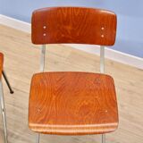 Set of 2 Dutch industrial chairs in teak/plywood by Marko, 1960s