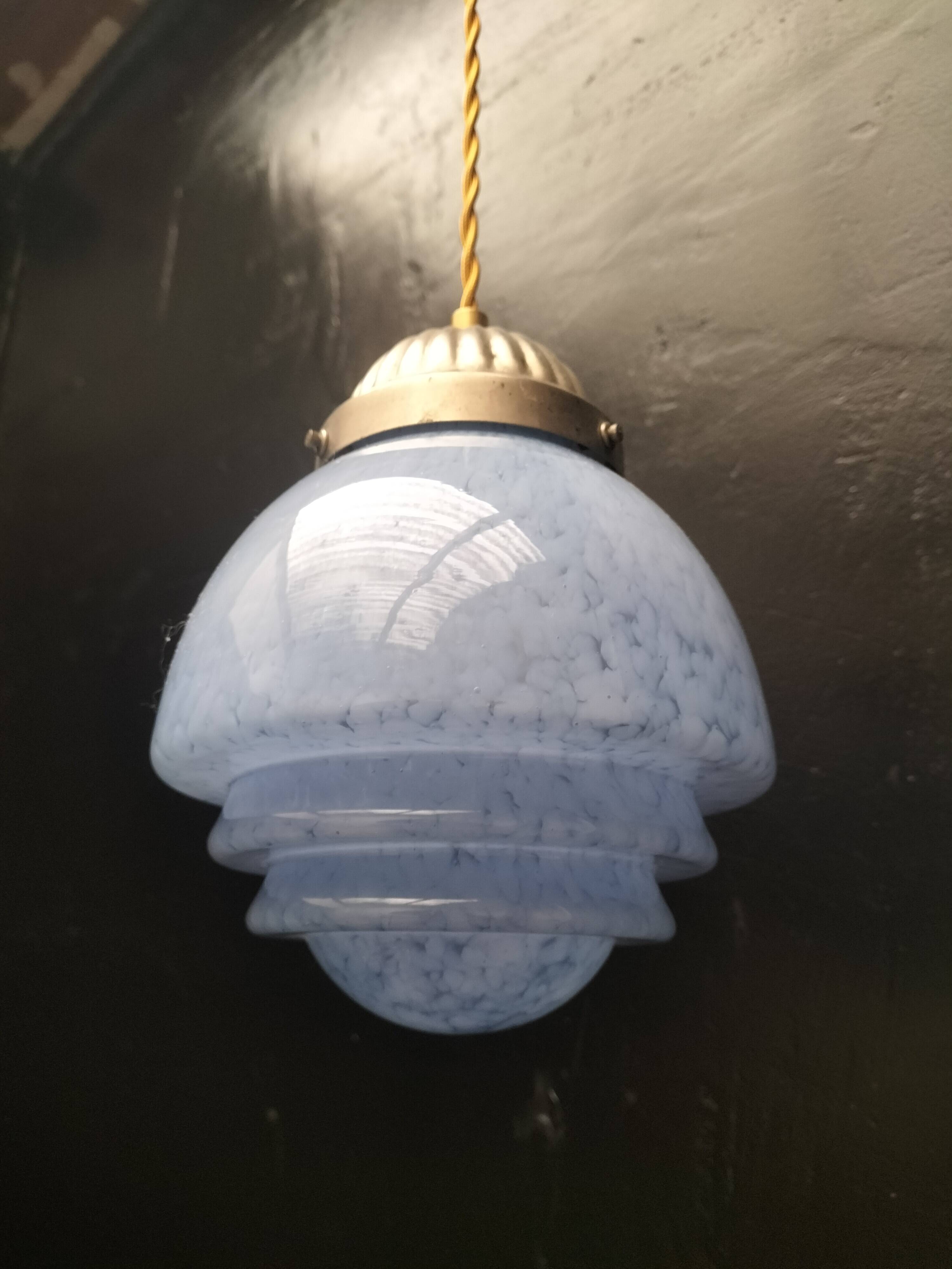 Speckled blue opaline pendant light