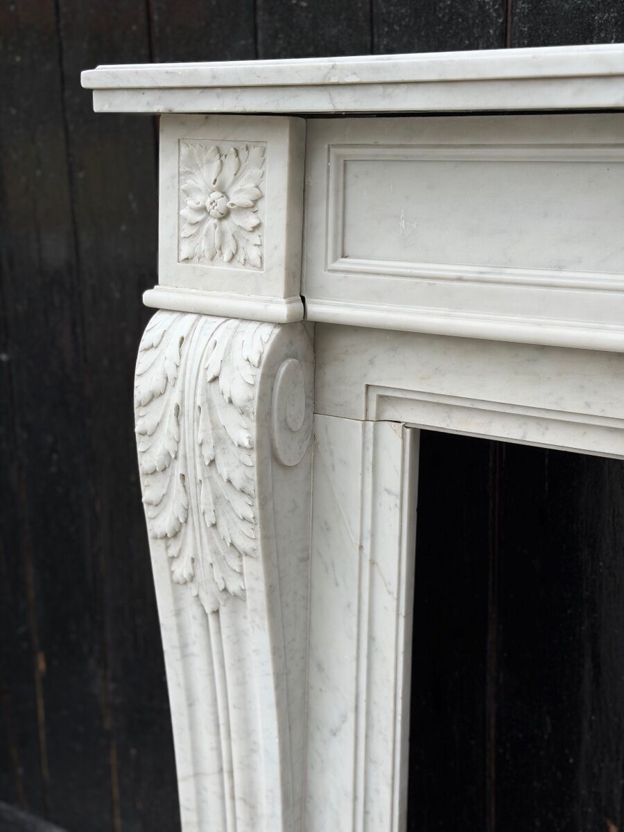 Louis XVI style Carrara marble fireplace circa 1880