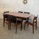 Table and 6 chairs teak wood Scandinavian design 60s vintage