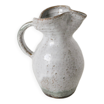 Grand pichet en grès vernissé, Gris clair, 1970