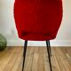 Chaise moumoute rouge pieds compas vintage années 50-60