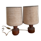 Paire de lampe bois et jute
