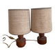 Paire de lampe bois et jute