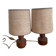Paire de lampe bois et jute