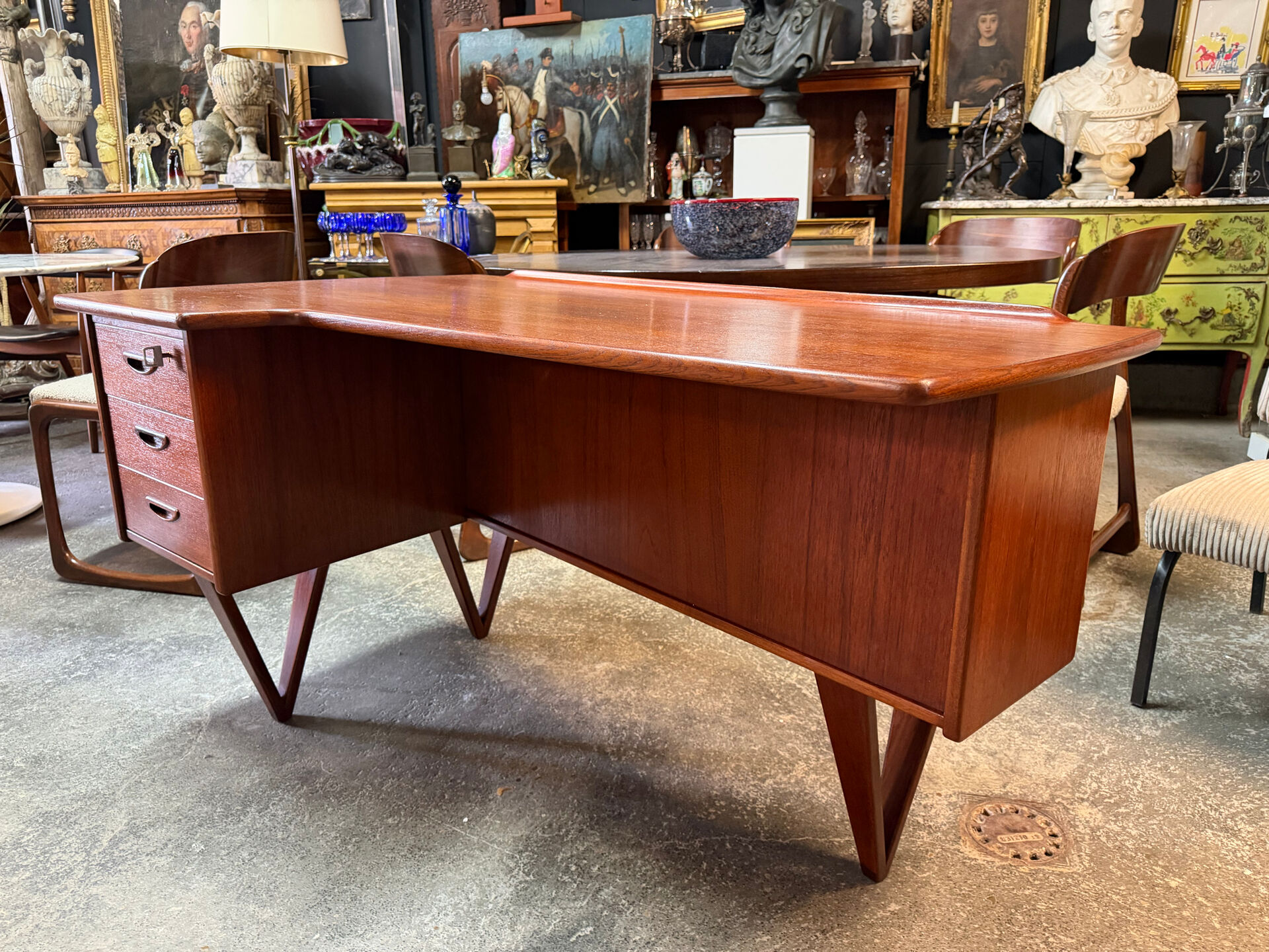 Boomerang desk double-sided by goran strand circa 1960 sweden