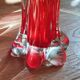 Trilobe vase in transparent Murano glass and vintage magenta