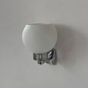 Pair of vintage wall lights, chrome and opaline glass, France, 1970