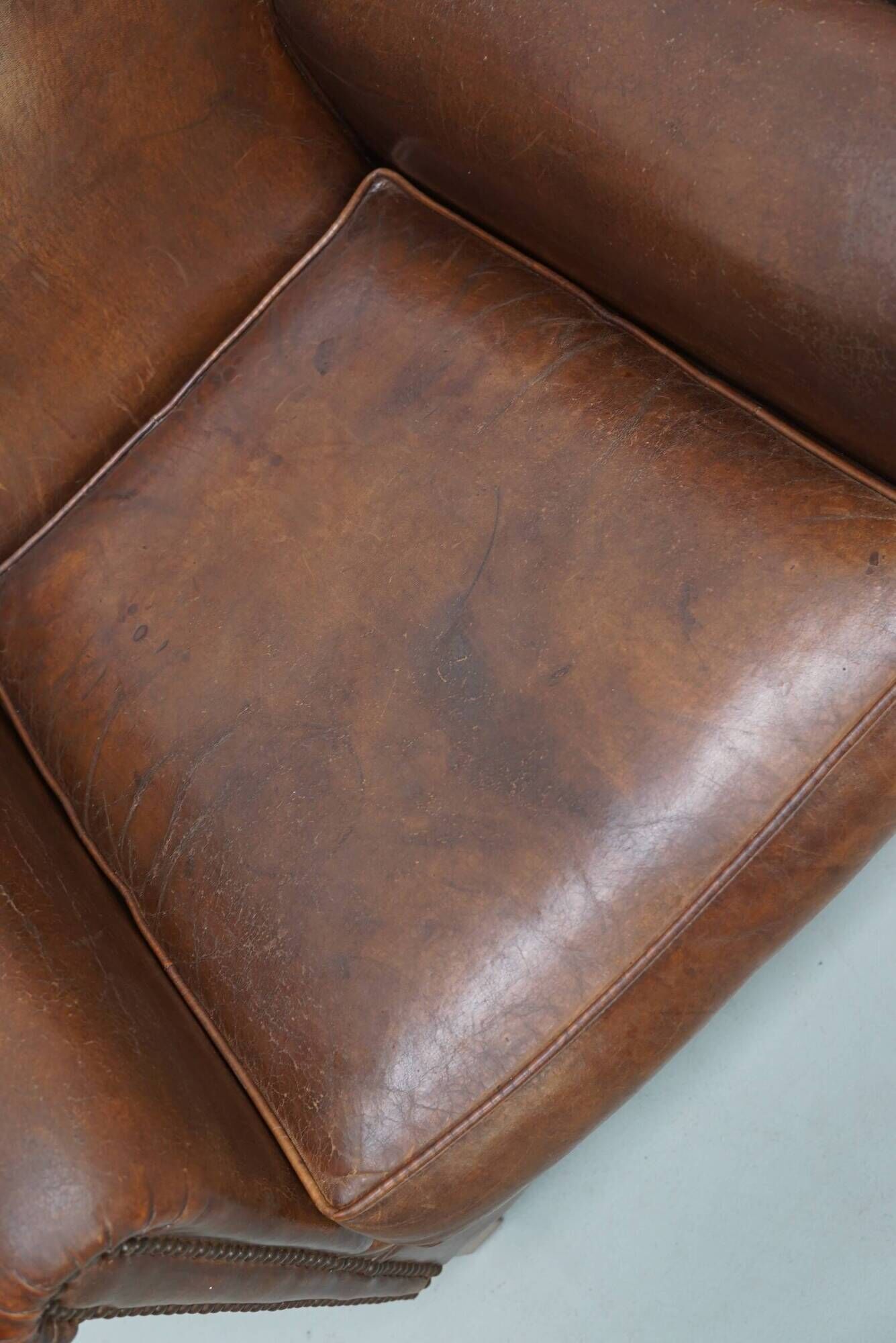 Vintage Dutch Cognac Colored Leather Club Chair, Set of 2