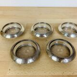 5 silver metal coasters Frank Whiting & Co