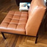 1970s lounge chair in faux leather and black steel