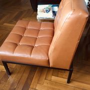 1970s lounge chair in faux leather and black steel