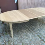 Louis XV oval extendable dining table stripped in solid oak 260cm 1970