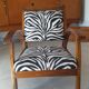 Scandinavian style wood armchair, black and white fabric