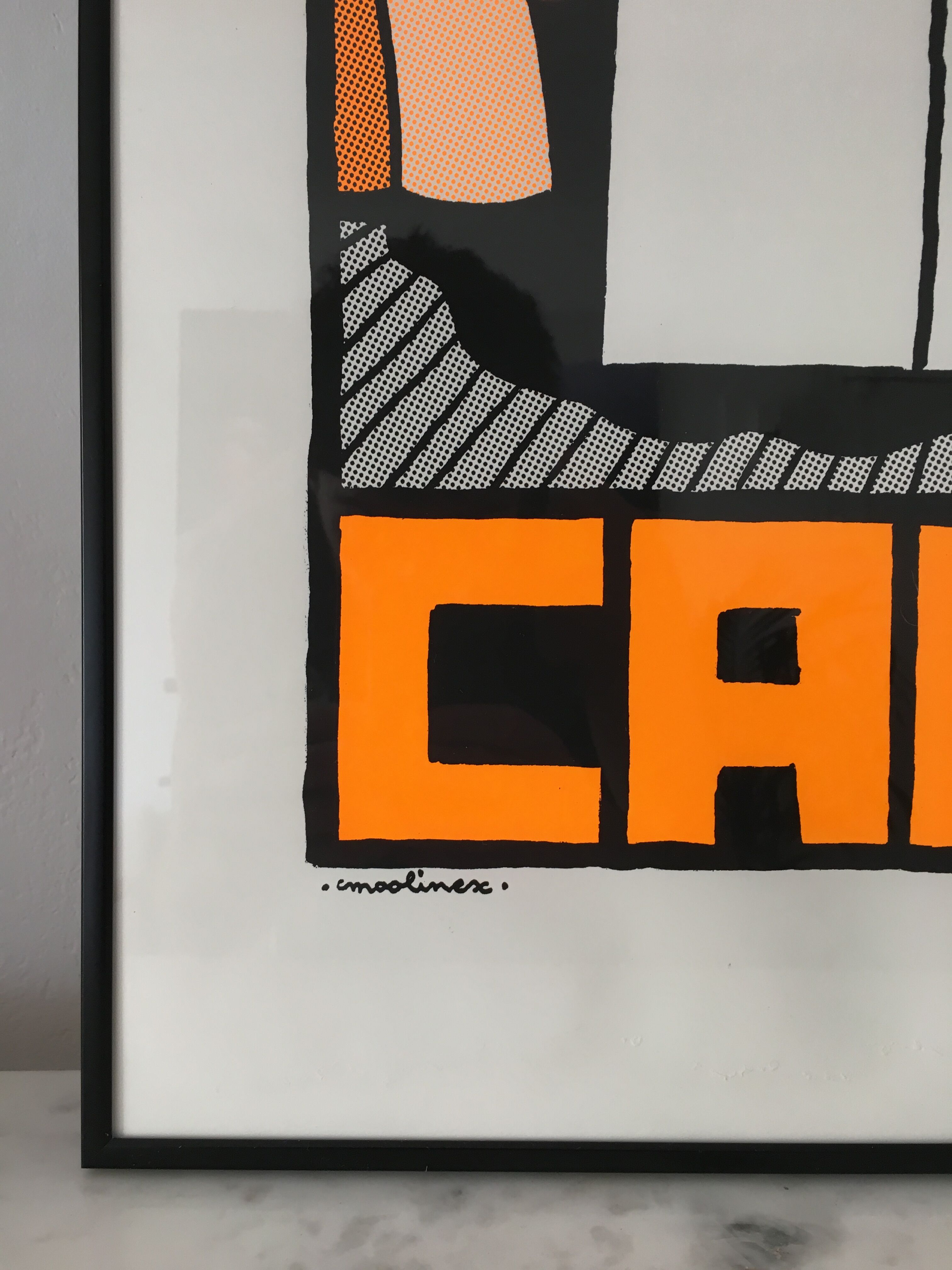 "Cul Carré" orange poster 70x50 cm handmade hand-printed numbered