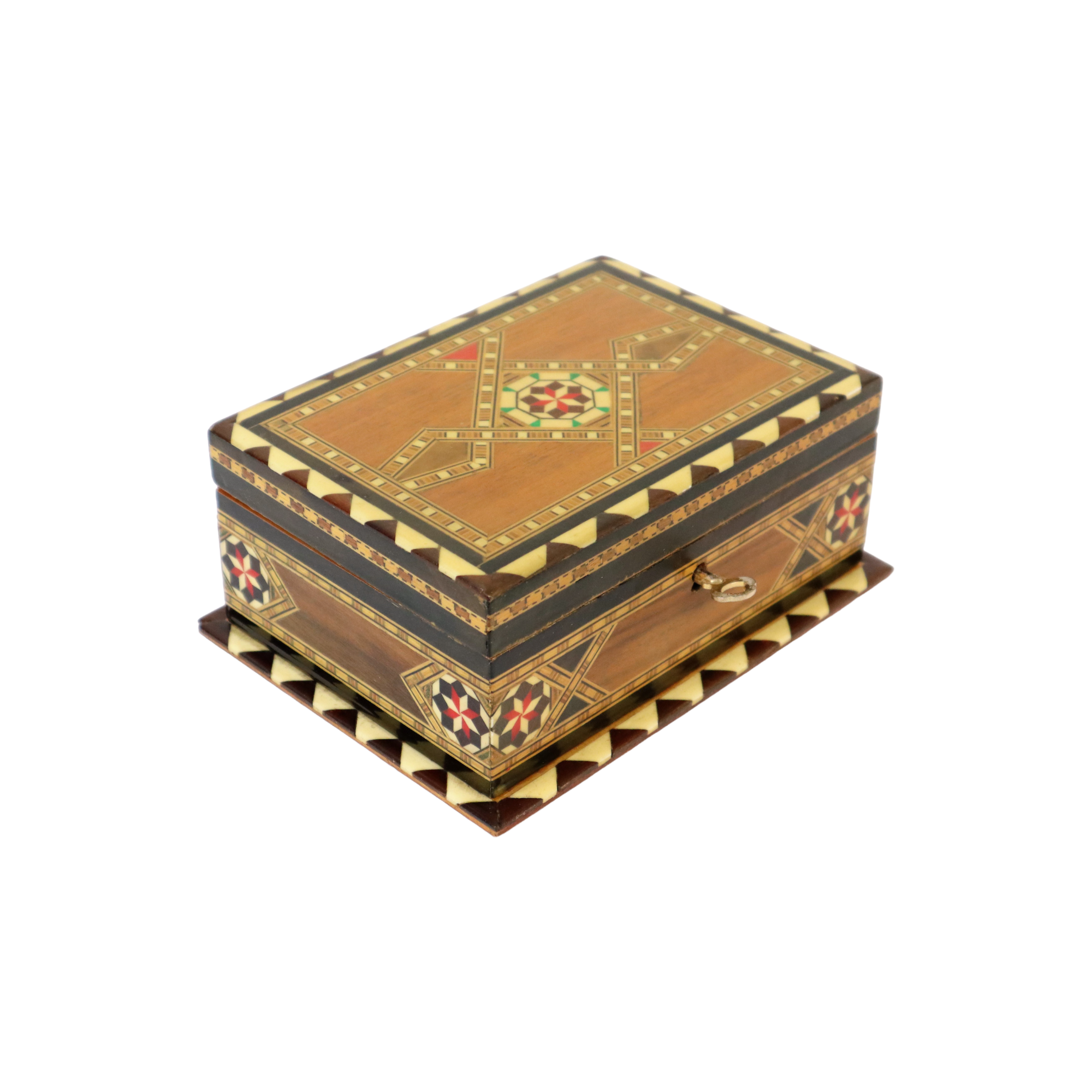Jewelry box red velvet oriental 17cm