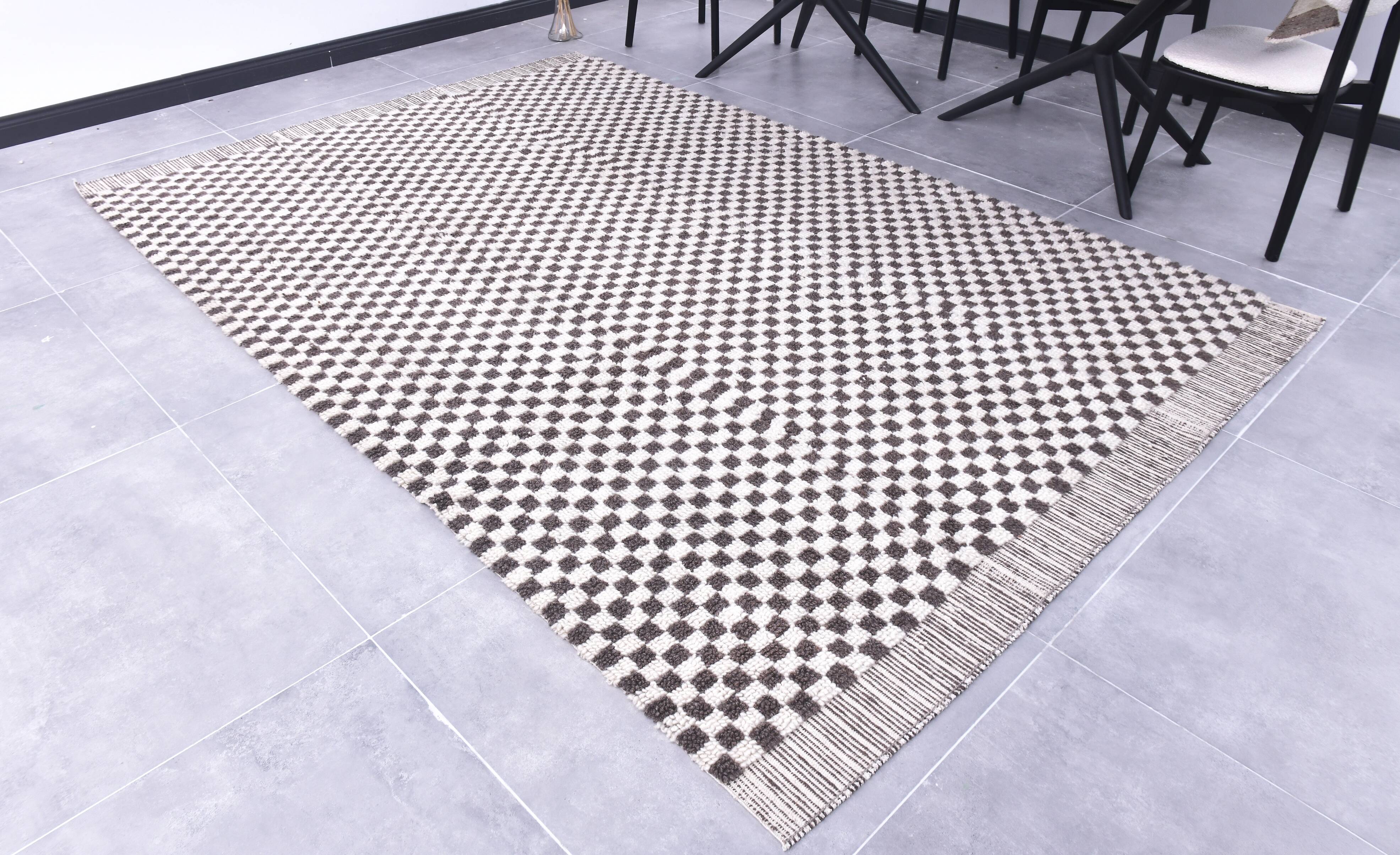 7x10 Checkered Moroccan Rug, 200x298Cm