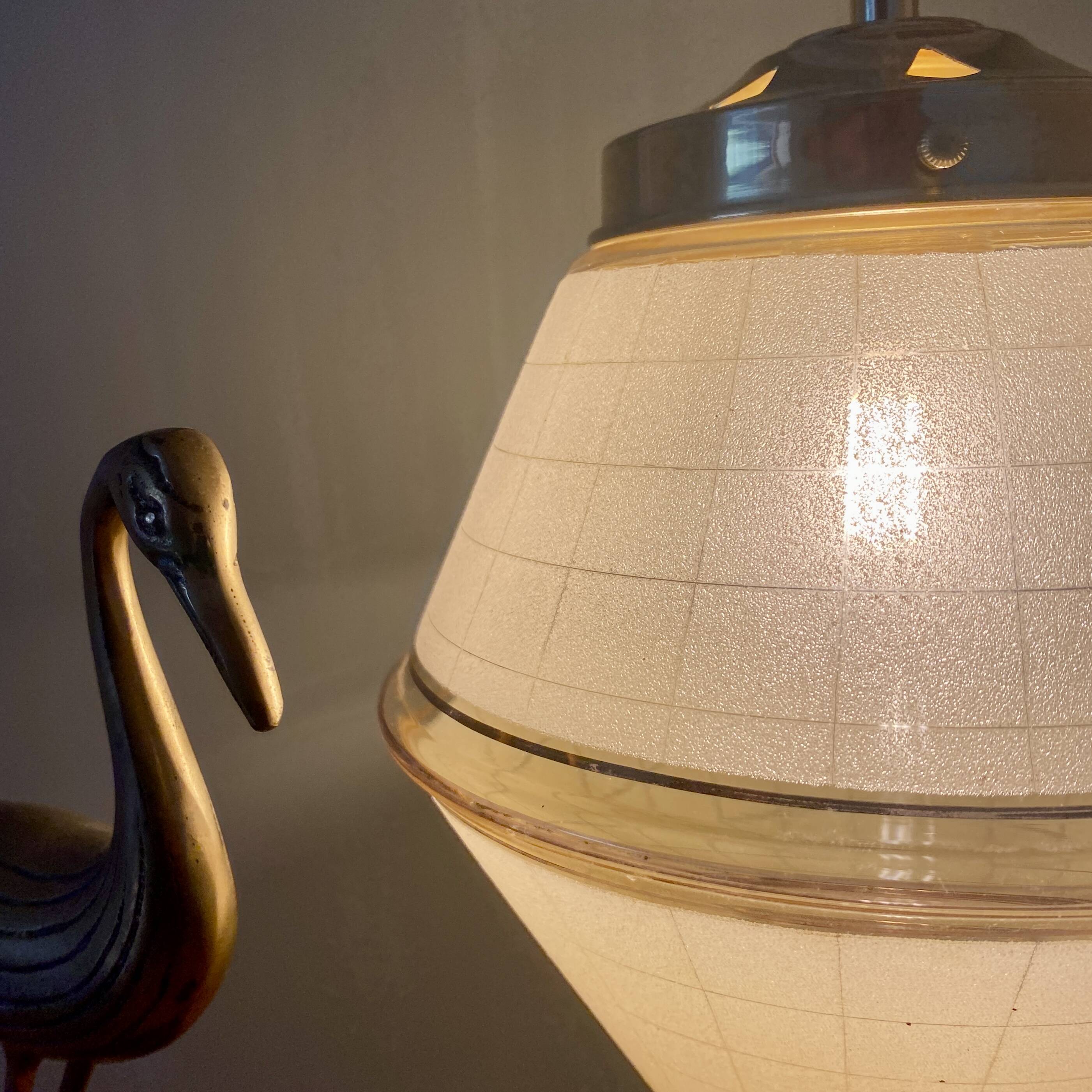 Vintage art deco globe pendant light in yellow and gold granite glass