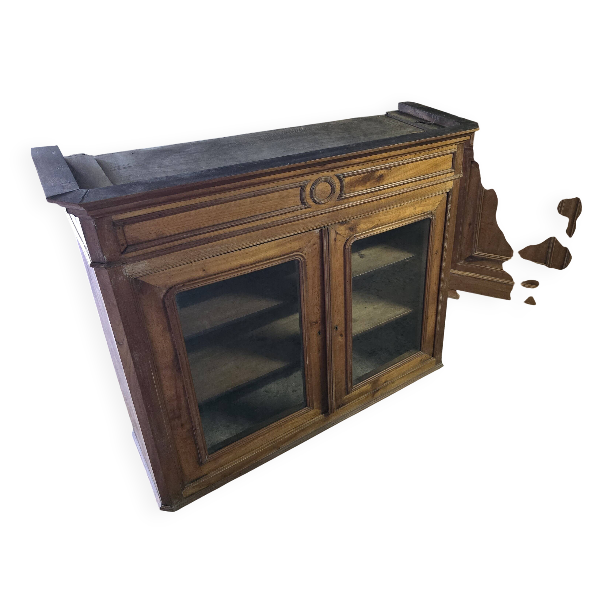 Bahut / Buffet deux corps en merisier massif