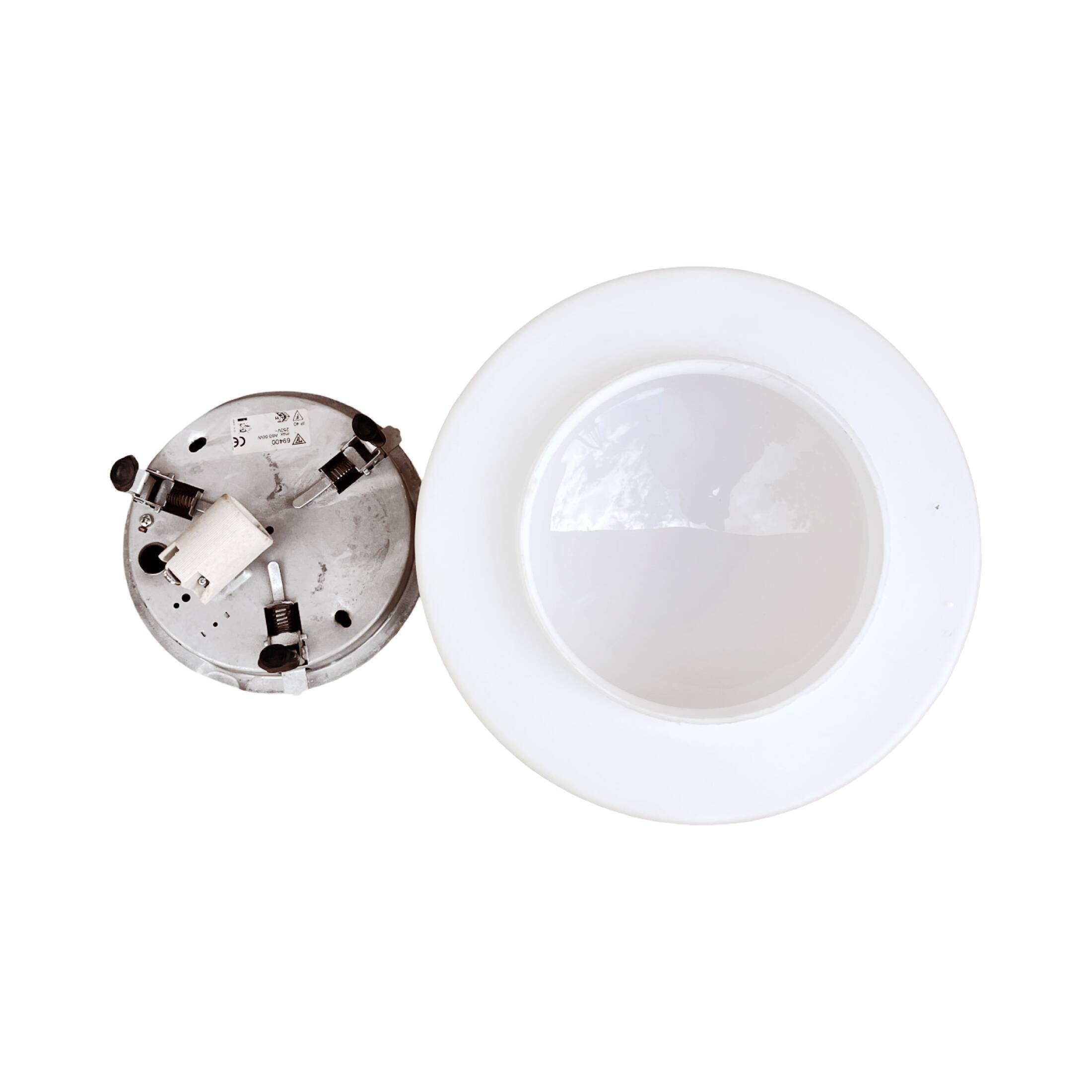 White spherical ceiling lamp HP Leuchten, Germany 1970s