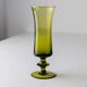 4 green Murano glass drinking glasses - mid-century Italian stemware, olive - 1970s retro cocktail set