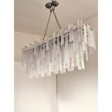 Contemporary Italian Rectangular Strip “Listelli” Murano Glass Chandelier b