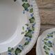 Johnson Brothers Set of 6 Ivy Leaf and Flower Blue Dinner Plates