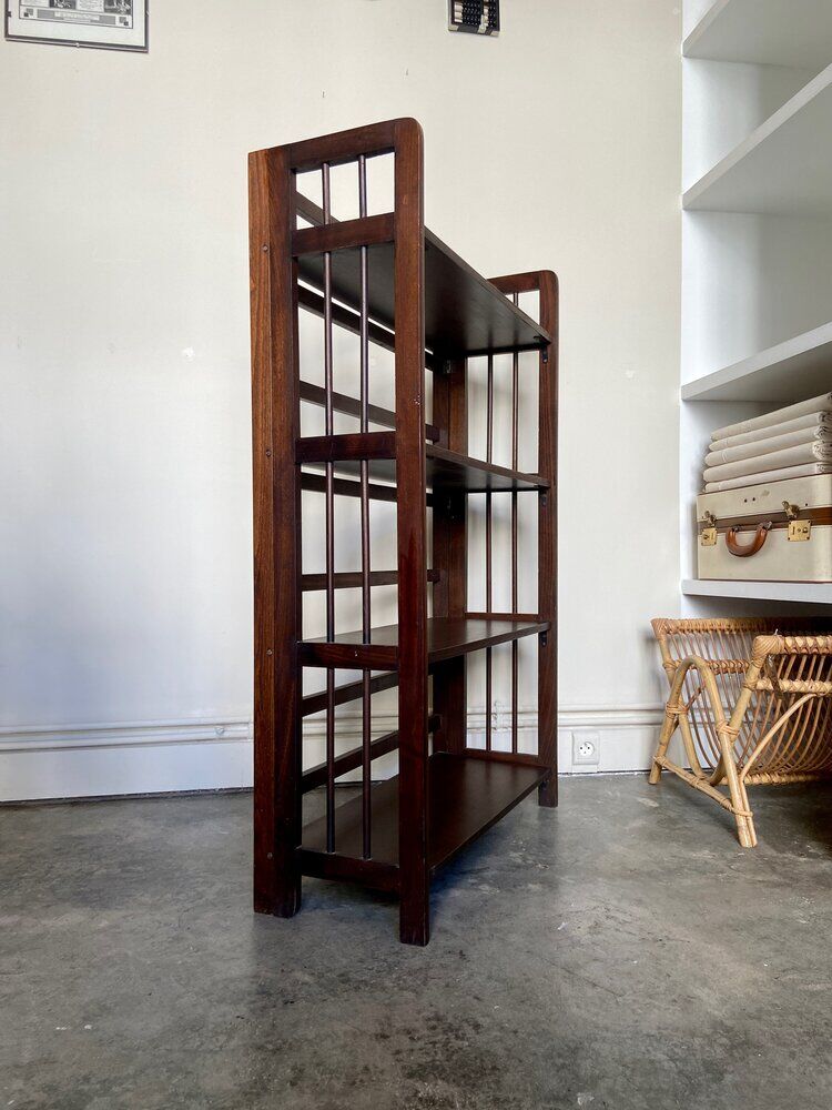 Dark wood folding bookcase 4 shelves
