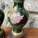 Paire vases cloisonnés chinois 2ème moitié xxème