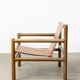 Mid-Century Scandinavian Armchair in Wood & Brown Leatherette, 60s