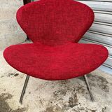 Fauteuil en tweed rouge déhoussable