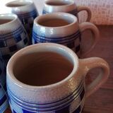 Lot 6 chopes - Grès d'Alsace - Damier bleu cobalt - Betschdorf V. SHMITTER