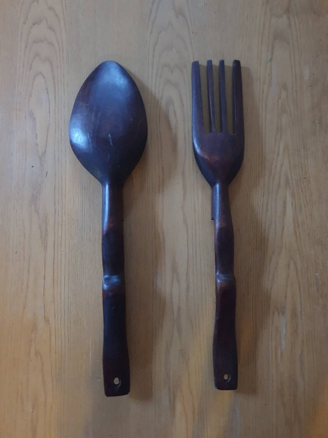 Large wooden serving cutlery folk art vintage African art