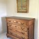 Commode en chêne et marbre rose années 50