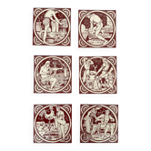 Set of 6 John Moyr Smith 15×15cm tiles – collector's items
