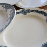 Assiettes plates vintage dépareillées terre de fer - Décor bleu / vert