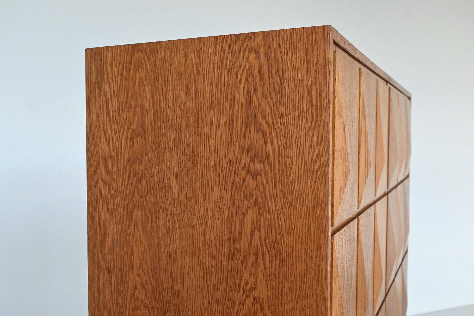 Large Brutalist highboard in oak Mid-Century Gemany 1970