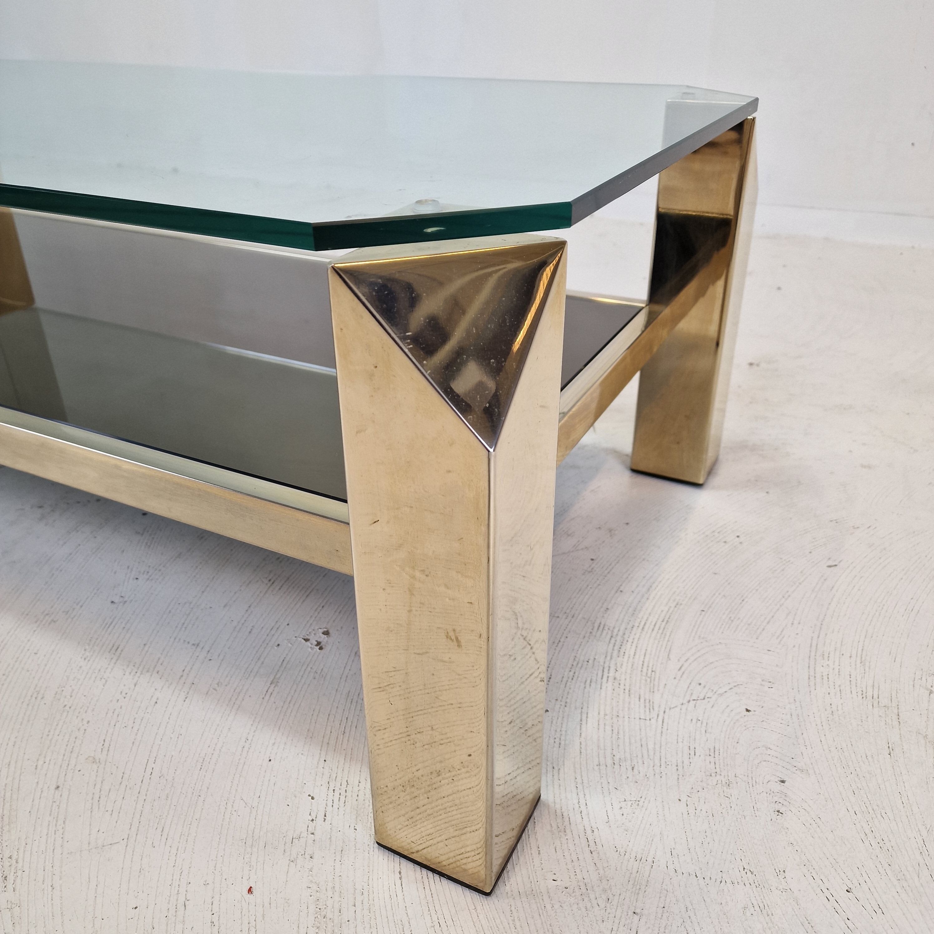 Belgo chrom coffee table 23kt gold plated, 1970's