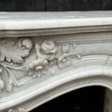Imposing louis xv style fireplace in white carrara marble circa 1880