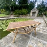 Table basse en rotin vintage vers 1960