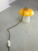 Mid-century yellow glass & brass mushroom table lamp