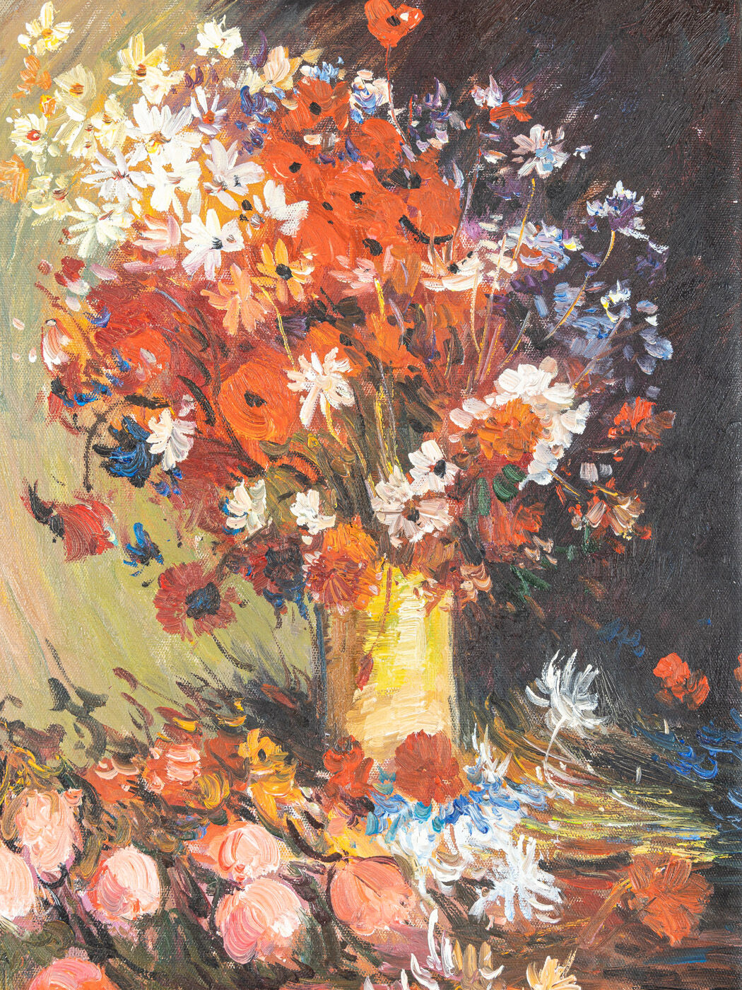 Mid-Century Bouquet of Flowers, Oil on Canvas, 33 x 43 cm