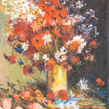 Mid-Century Bouquet of Flowers, Oil on Canvas, 33 x 43 cm