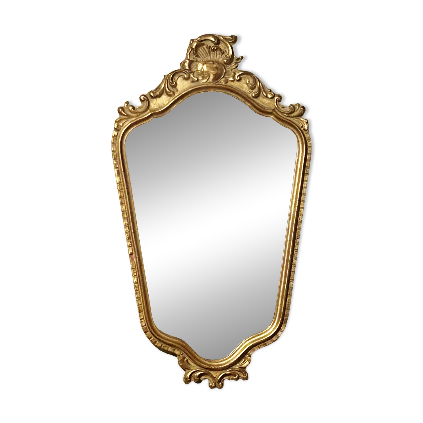 Baroque mirror in gilded wood and stucco in Louis XV style - 61 x 35 cm