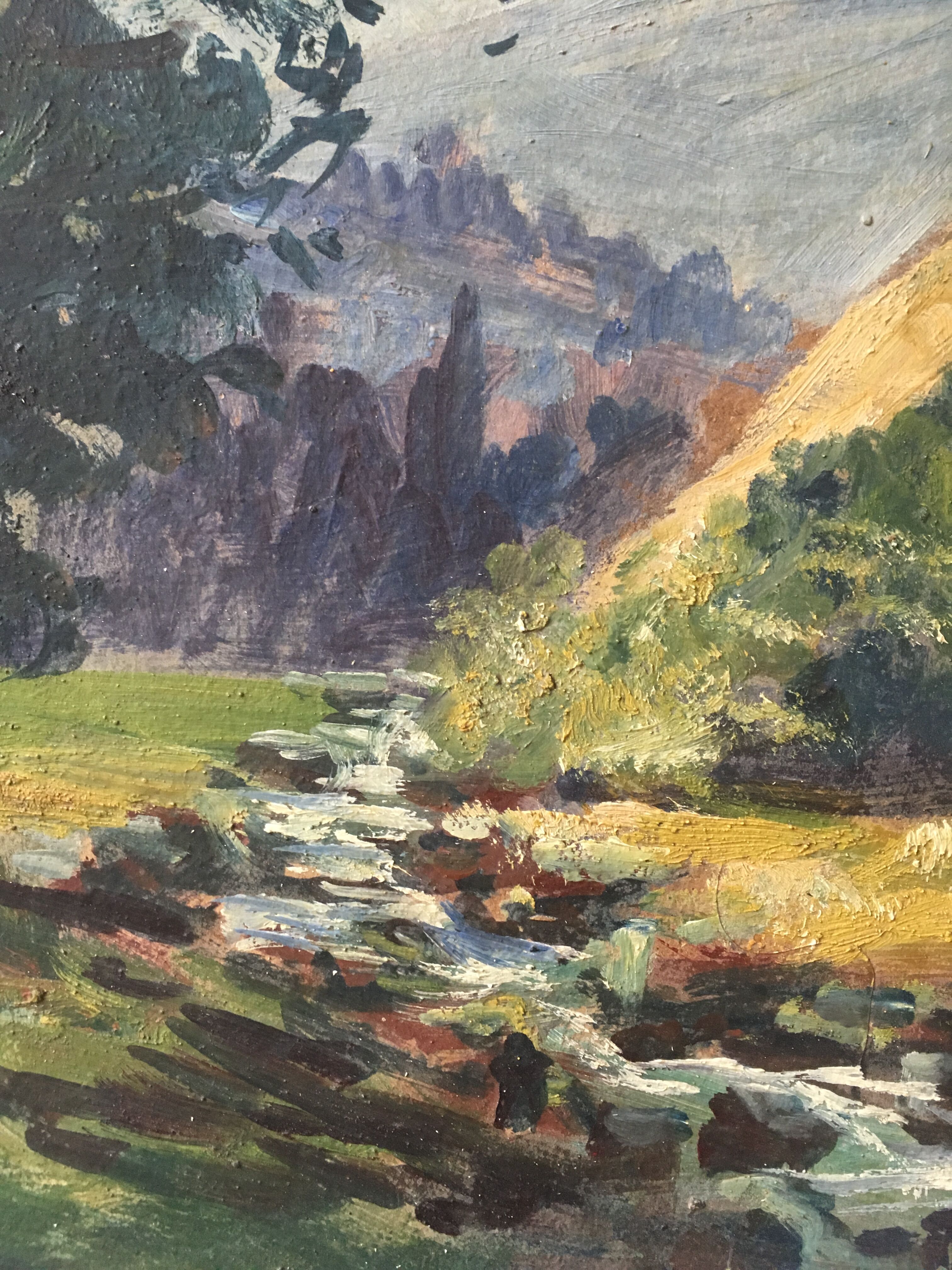 Painting oil mountain landscape