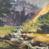 Painting oil mountain landscape