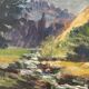 Painting oil mountain landscape