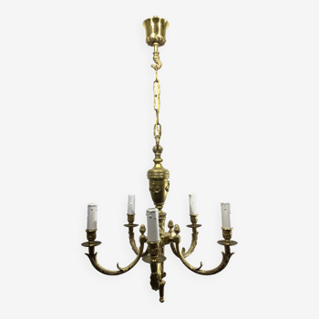 Lustre En Bronze Louis XVI 5 Lumières