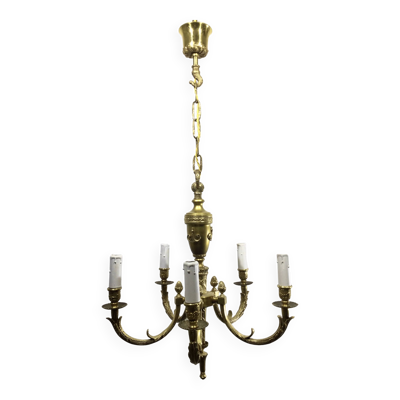 Lustre En Bronze Louis XVI 5 Lumières